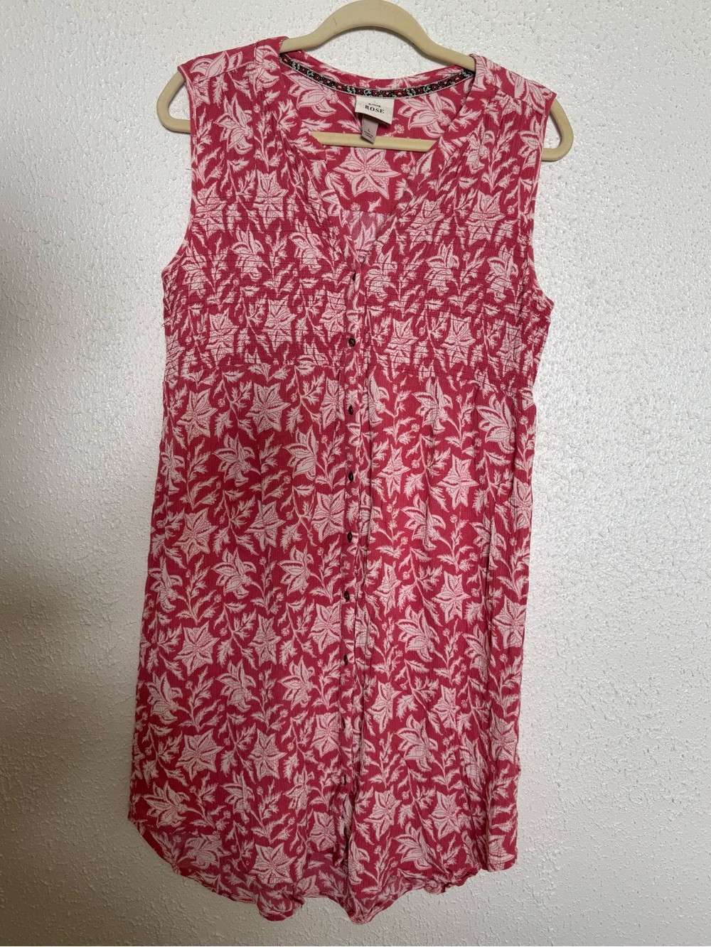 Knox Rose Pink Floral Midi Button-Front Dress
